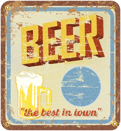 retro beer illustration, free space for your textのイラスト素材