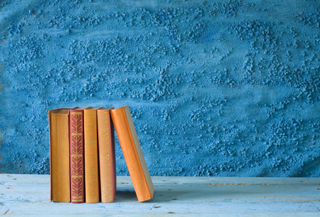 books on blue , free copy space の写真素材