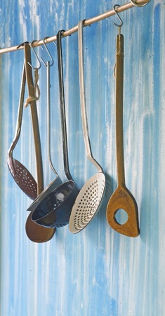 vintage kitchen utensils, selective focusの写真素材