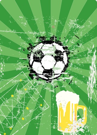 Soccer   Football and beer, free copy space, vector のイラスト素材