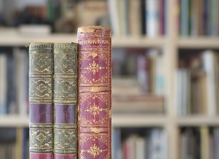 vintage books close upの写真素材