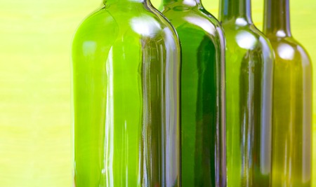 Wine bootles, recycling material, free copy spaceの写真素材