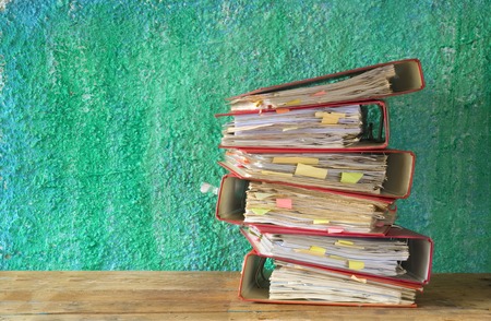 stack of file folders, free copy spaceの写真素材