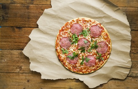 original italian pizza salami, free copy spaceの写真素材