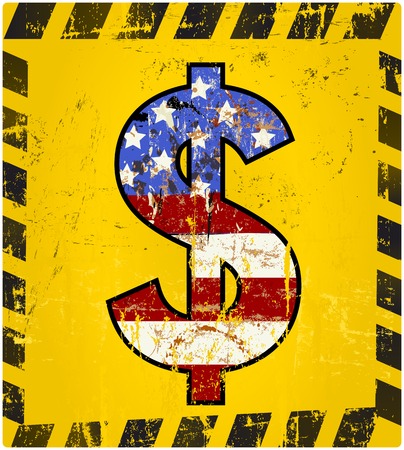 dollar sign, grungy style,vector illustrationのイラスト素材