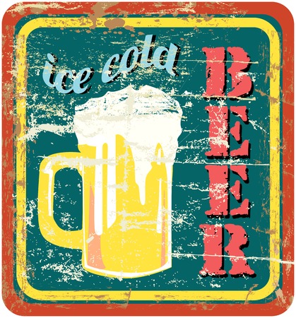 retro beer sign, vector, grungy stayle, free copy spaceのイラスト素材