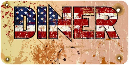 old diner sign, free copy space, vector illustrationのイラスト素材