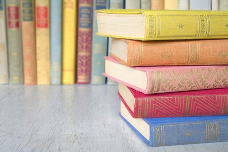 stack of books, close up, free copy spaceの写真素材