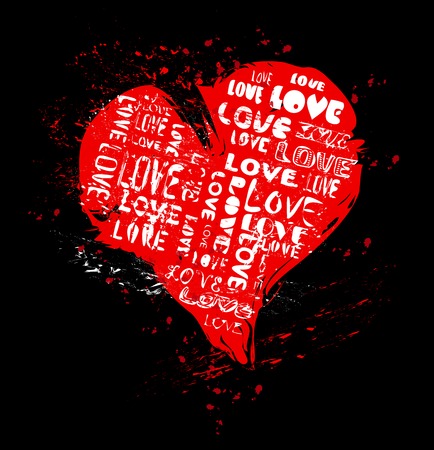 Grungy heart, love, vector illustrationのイラスト素材