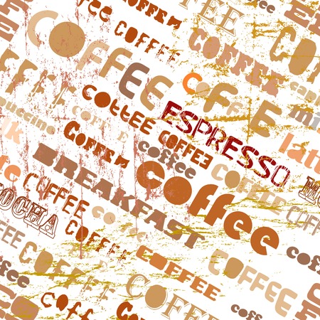 coffee retro seamless pattern, tag cloud, vector illustrationのイラスト素材