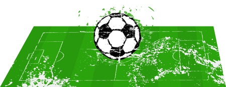 Soccer o. Football field with ball grunge, style, isolated, vectorのイラスト素材