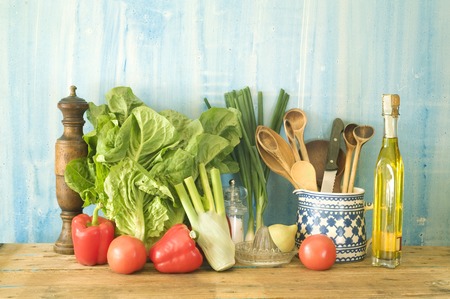 salad ingredients vegetables healthy food conceptの写真素材