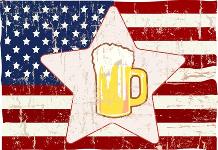 grungy retro beer sign, Fictional design, free copy space, design template vectorのイラスト素材