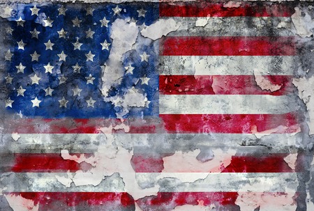 grungy american flag, fictional designの写真素材