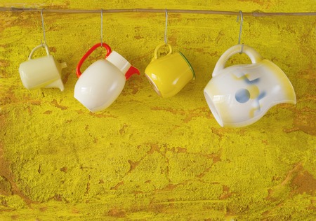 vintage dinnerware on grungy background, free copy spaceの写真素材