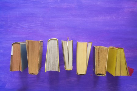 row of books, top view, free copy spaceの写真素材