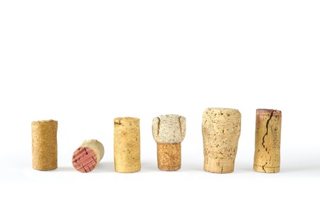 collection of wine corks, isolated on white backgroundの写真素材