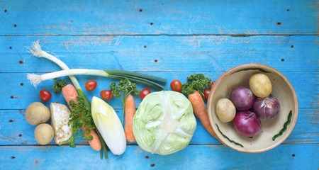 healthy food, various vegetables, flat lay,free copy spaceの写真素材