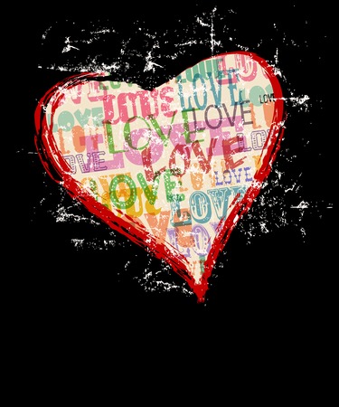 heart with Love text , vector illustrationのイラスト素材