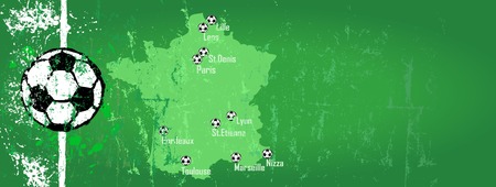 Soccer design template,great football event with map of france and venuesのイラスト素材