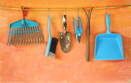 various hanging gardening toolsの写真素材