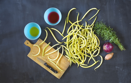 ingredients for bean salad, flat lay