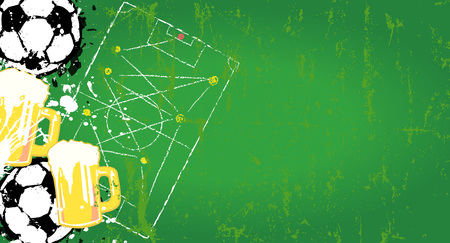 Grungy Soccer o. Football and beer design template, copy space, vectorのイラスト素材