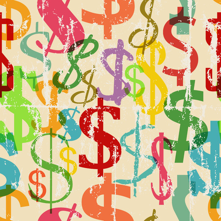 seamless dollar sign background pattern, gruny vectorのイラスト素材
