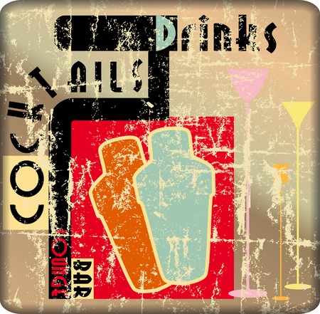 Old cocktail bar sign, grungy style.Vector illustrationのイラスト素材