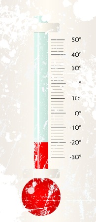 Thermometer in a cold winter. Measuring a temperature of -20 dregree celsius. Vector illustrationのイラスト素材