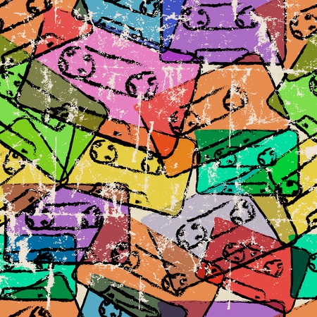 retro cassettes backgroundのイラスト素材