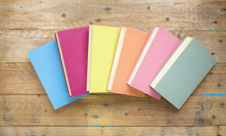 multicolored books,flat lay, good copy space の写真素材