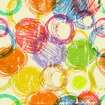 abstract hand drawn circles seamless background, gunge style vectorのイラスト素材