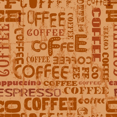 seamless retro coffee pattern,background. grungy vectorのイラスト素材
