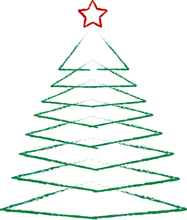 abstract scribble of a christmas tree, isolated on white, vectorのイラスト素材