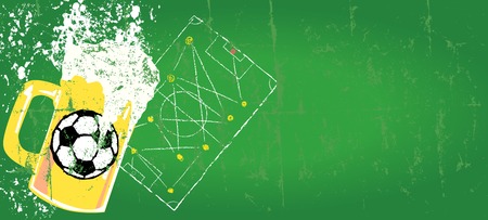 grungy Soccer and beer design template, free copy space, vector のイラスト素材