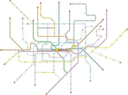 Fictional subway map, public transportation, map, free copy spaceのイラスト素材