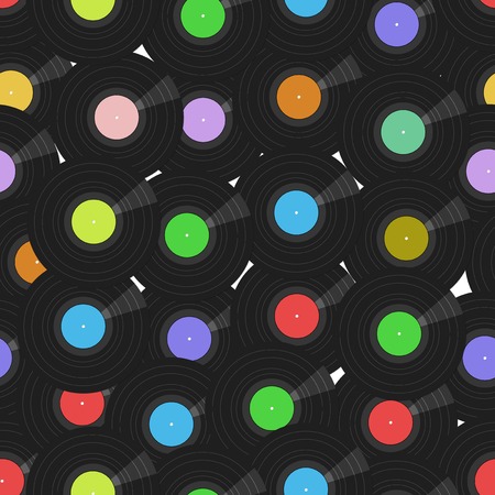 Seamless Vinyl Record background pattern vector illustrationのイラスト素材