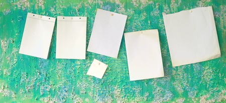 Blank leaflets on a grungy wall, fee copy space