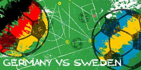 Germany vs Sweden Soccer or Football grunge style illustrationのイラスト素材