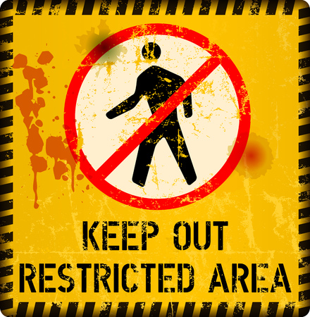 restricted area sign, keep out sign, grunge metal sign, vector illustrationのイラスト素材