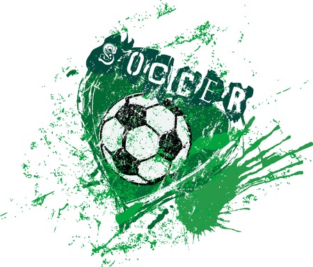 love for soccer, symbol with heart and soccer ball, grunge style vector illustartionのイラスト素材