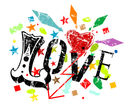 love symbol grunge style vector illustartionのイラスト素材
