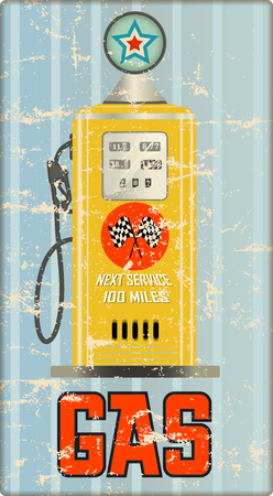 Vintage gas station sign, retro style vector, grunge style, fictional artworkのイラスト素材