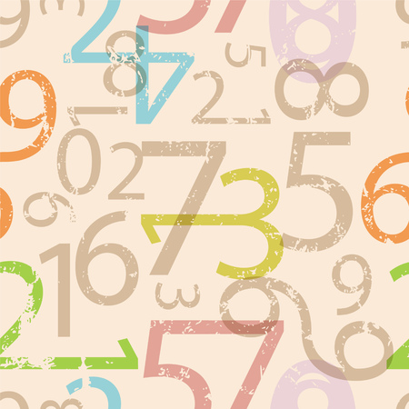 seamless numbers pattern, grungy vector illustration, fictional artworkのイラスト素材