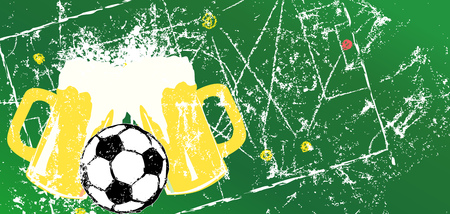 grungy Soccer and beer design template, free copy space, vectorのイラスト素材