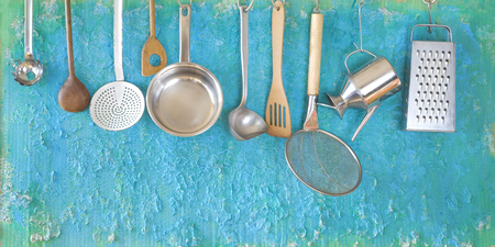Kitchen utensils for commercial kitchen, restaurant ,cooking, kitchen concept. Good copy space.の写真素材