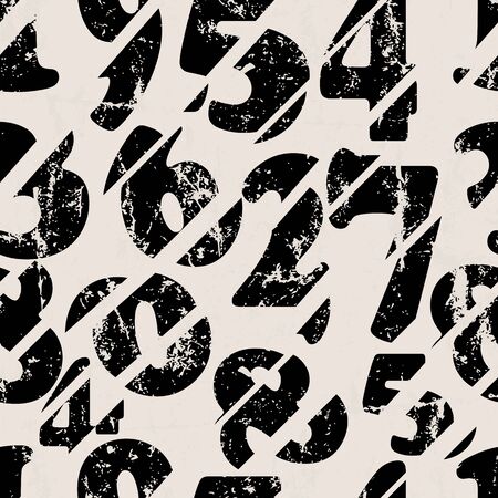 abstract numbers, seamless grungy background patternのイラスト素材
