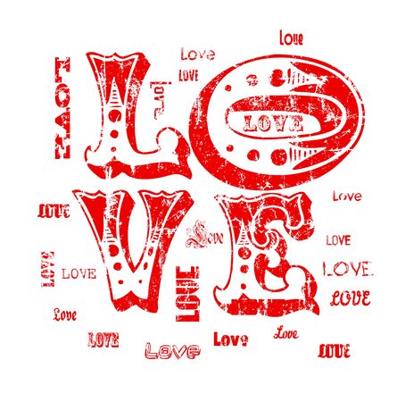 Love illustration, grungy style with white paint splattersのイラスト素材