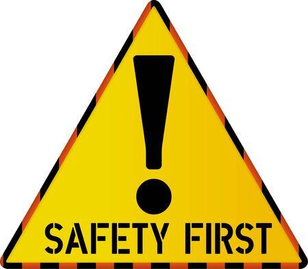Safety first sign, risk and failiure warning sign,vector illustration, isolated on white backgroundのイラスト素材